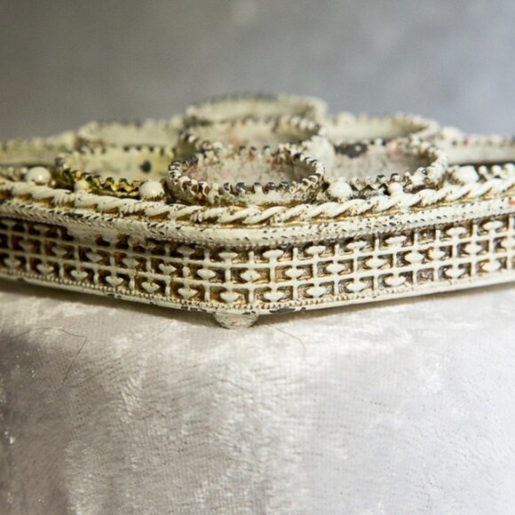 Vintage Florenza Lipstick Holder French White Enamel w/ Gold Ormolu BASK… - Picture 6 of 11